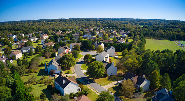 aerial view of a neighborhood